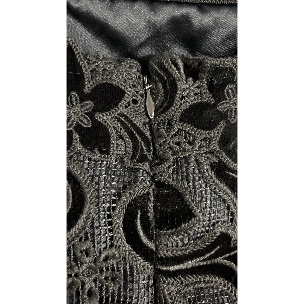 Shoshanna Anessa Black Velvet Floral Strapless Maxi Dress Size 2 - Picture 11 of 12